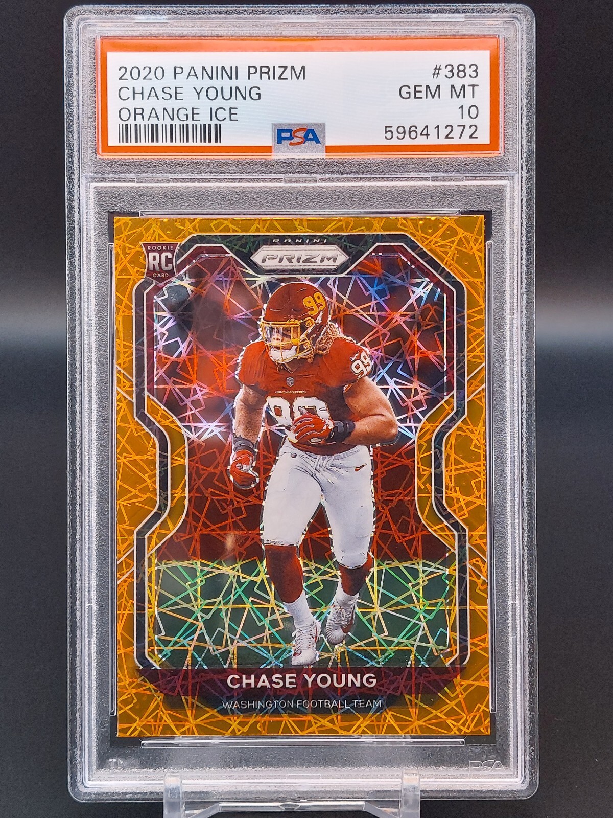 Chase Young 2020 Prizm #383 Orange Ice PSA 10 GEM MINT