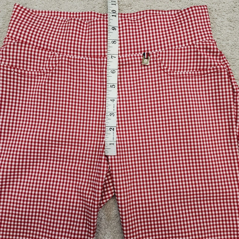 Shorts feminino Tommy Hilfiger vermelho branco xadrez Gingham 28x9 - Imagem 3 de 4
