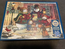 New - Cobble Hill 500 piece Puzzle Song For The Season Caroling Snowmen