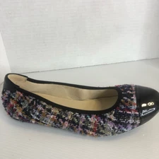 Nine West Womens Capted 2 Ballet Flats Shoes Black Textile Slip On Cap Toe 8.5 M