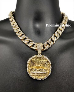 Authentic XL Last Supper Pendant Iced Cuban/Rope Necklace Chain Men Gold Plated CZ Jewelry