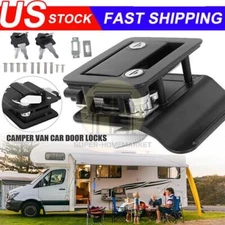 Black RV Paddle Entry Door Lock Latch Handle Knob Deadbolt New Camper Trailer