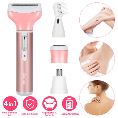 4 In 1 Women Electric Shaver Painless Razor Rechargeable Hair Removal Trimmer