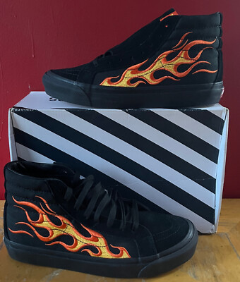 VANS VAULT x WTAPS Flame Black Orange OG Sk8-Hi Lx Size Mens 8.5 VN0003T0UA3