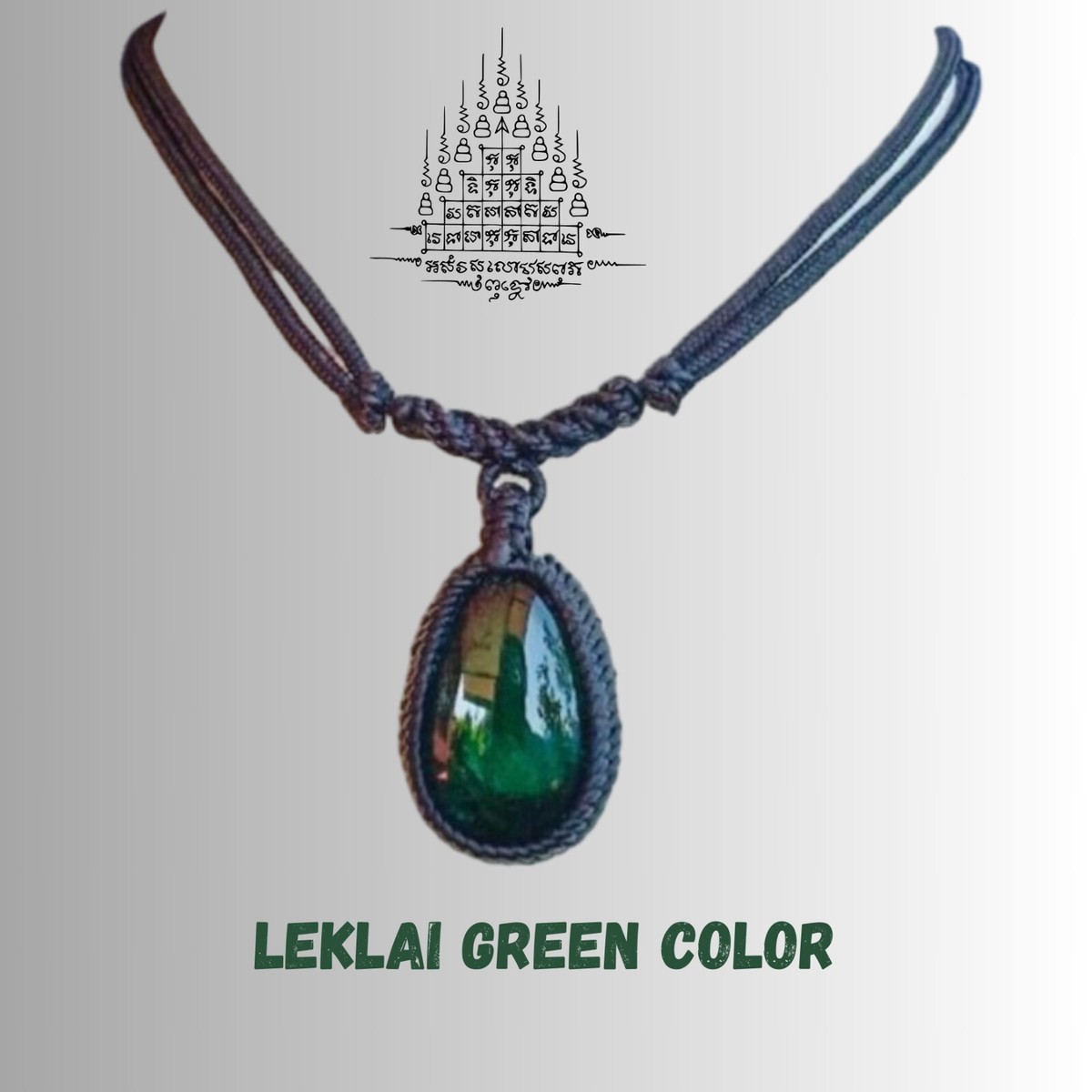 Green Lek lai Nampee Pendant Magic Power Gemstone Leklai Thai