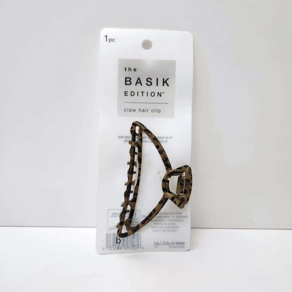 Clip de garra de pelo de metal Scunci The Basik Edition marrón neutro estampado animal - paquete de 3 Foto 2 de 2