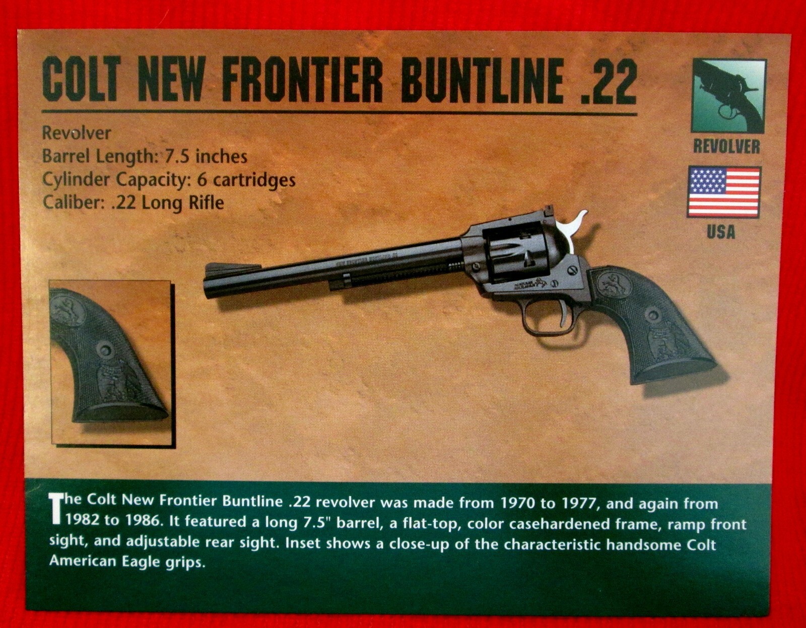Colt New Frontier Buntline .22 Revolver Classic Firearms Photo Card u