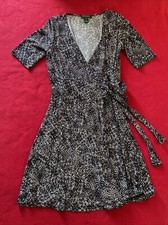 WEDDING GUEST WRAP DRESS Ralph Lauren black and white spandex wrap dress size 8