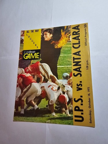 1975 PUGET SOUND vs SANTA CLARA COLLEGE FOOTBALL PROGRAM LOGGERS BRONCOS UPS - Picture 2 of 12