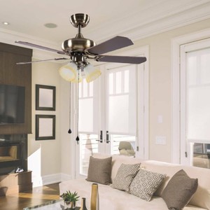 Retro 5 Blades Ceiling Fan Led Light Adjustable Wind Speed