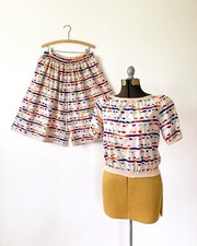 Vtg 70s Missoni 2pc Culotte Set Printed Jersey