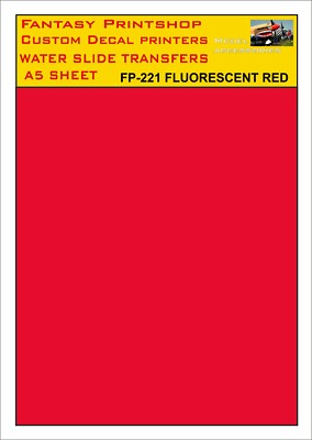 AUFKLEBER EINFARBIG A5 WASSERRUTSCHE TRANSFER MODELLE FLUORESZIEREND ROT FP 221