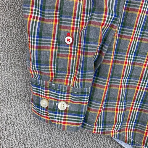 Camisa con botones Tommy Hilfiger para hombre manga larga grande gris rojo a cuadros algodón - Imagen 6 de 12