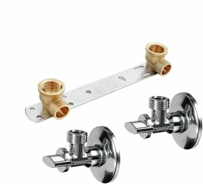 2 Ventile Wandmontage 1/2''X1/2'' + Unterputzbeschlag Wandplatte Halterung BSP 