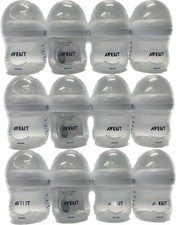 12-Count Philips Avent Natural Baby Bottle Clear PLASTIC 4oz 0 Months NEW PACK