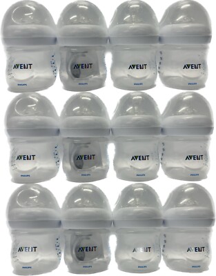 12-Count Philips Avent Natural Baby Bottle Clear PLASTIC 4oz 0+ Months NEW  PACK