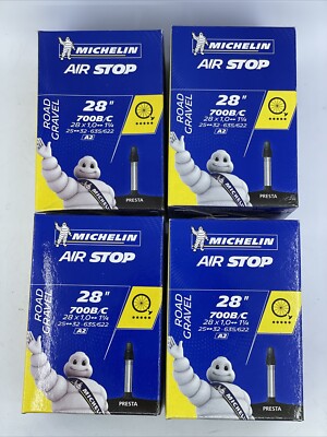 4 NEW Michelin AirStop Road Tube 700x25-32mm 40mm Presta Valve FREE SHIPPING!