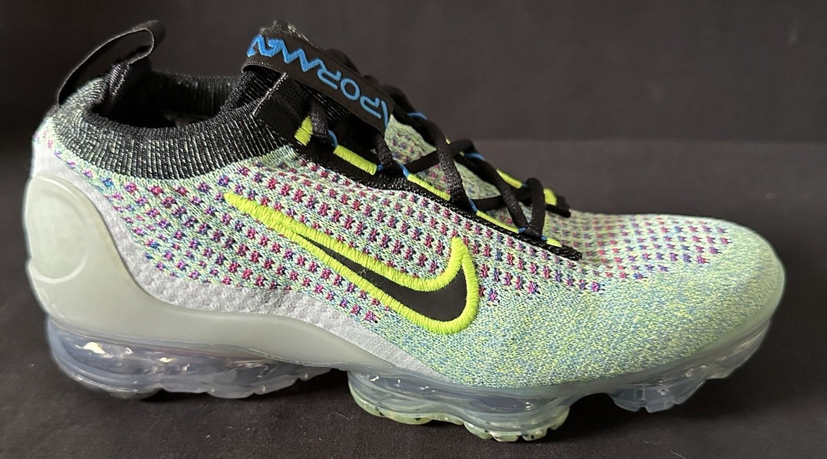 Nike Air Vapormax 2021 Flyknit Volt Photo Blue Shoe GS Size