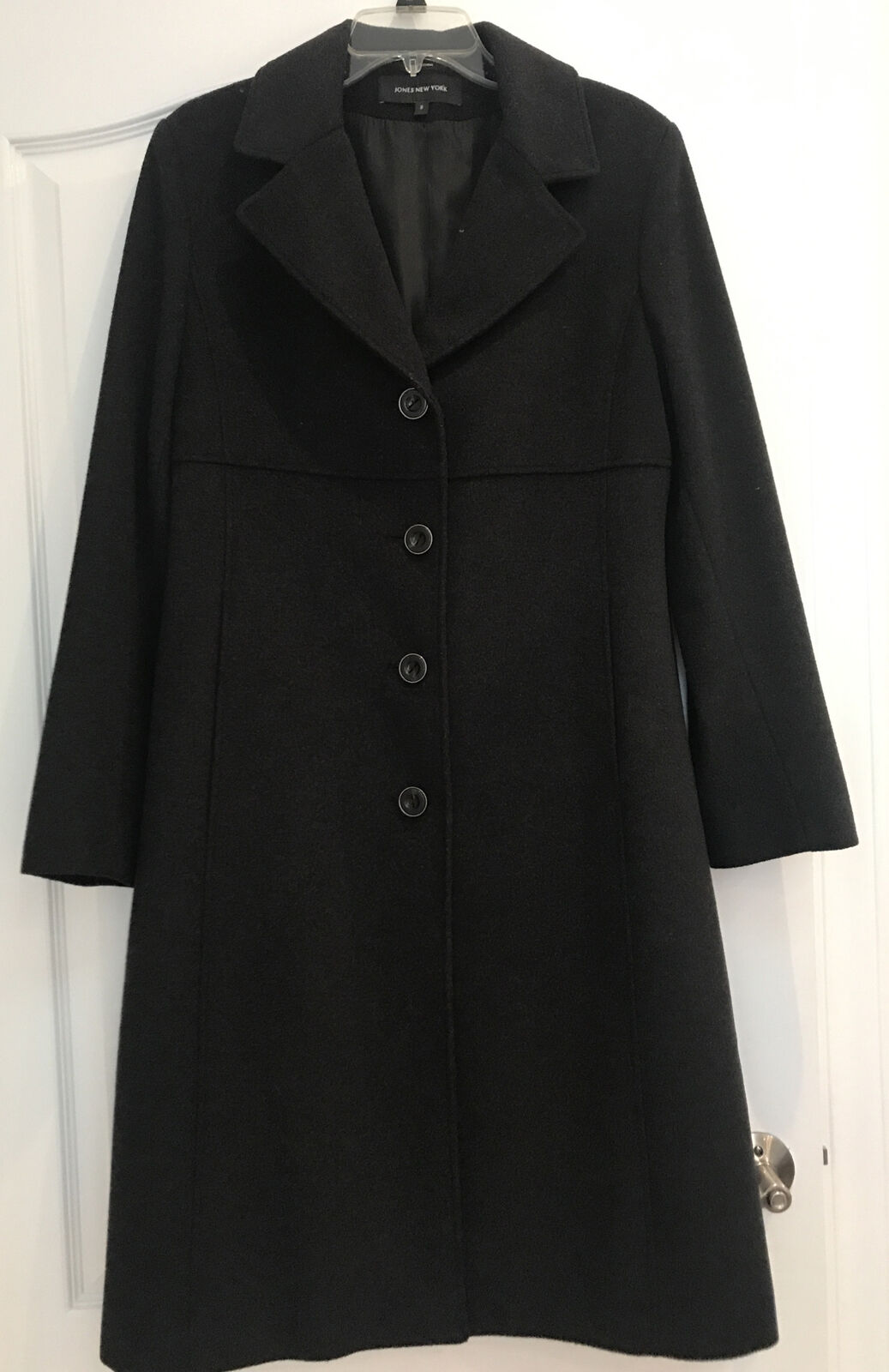 Jones New York trench coat wool blend size 8 black