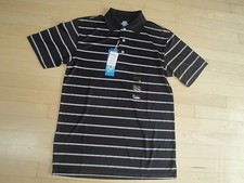 PGA Tour Dry AirFlux Men's S/S Striped Golf Polo Shirt Color:Caviar Size: Large