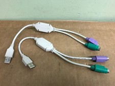 2x Dual PS2 Female to USB Male Converter Adapter Cable F/M for Mouse Keyboard