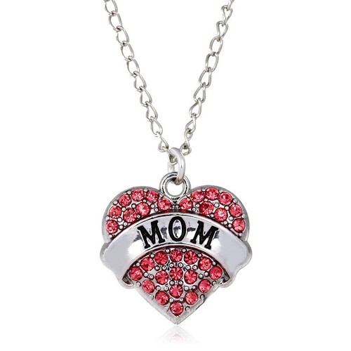 Heart Crystal Rhinestone Mom Family Chain Pendant Necklace Christmas Mother Gift - Picture 4 of 23