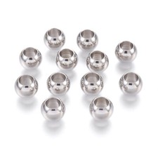 200pcs Rondelle 304 Stainless Steel Large Hole European Beads Metal Spacer 8x6mm