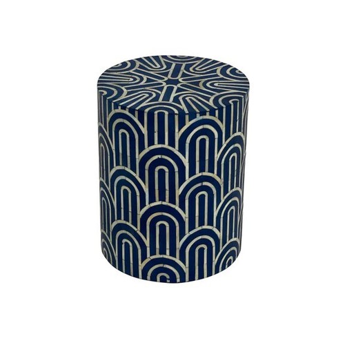 Bone Inlay Side Table /End Table Arch Navy Blue Home Decor (MADE TO ORDER) - Picture 4 of 12