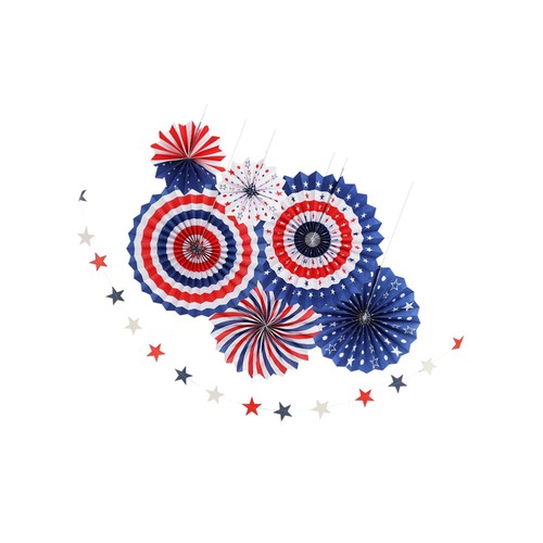 Bandiera USA oggetti di scena fotografici patriottici lanterne fiori patriottici ventaglio da appendere - Foto 10 di 12