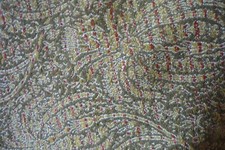 Antique Paisley shawl Wool Textile throw  62 x 65 w/ fringe