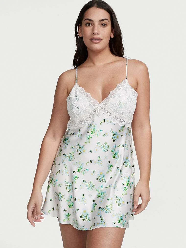 UNDERCOVER Abito slip Victoria's Secret raso elasticizzato XS S bianco floreale o viola nuovo con etichetta scegli