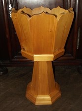 Kleinmöbel, Säule, Blumenständer-Korb, ausgefallen, Massivholz, alt