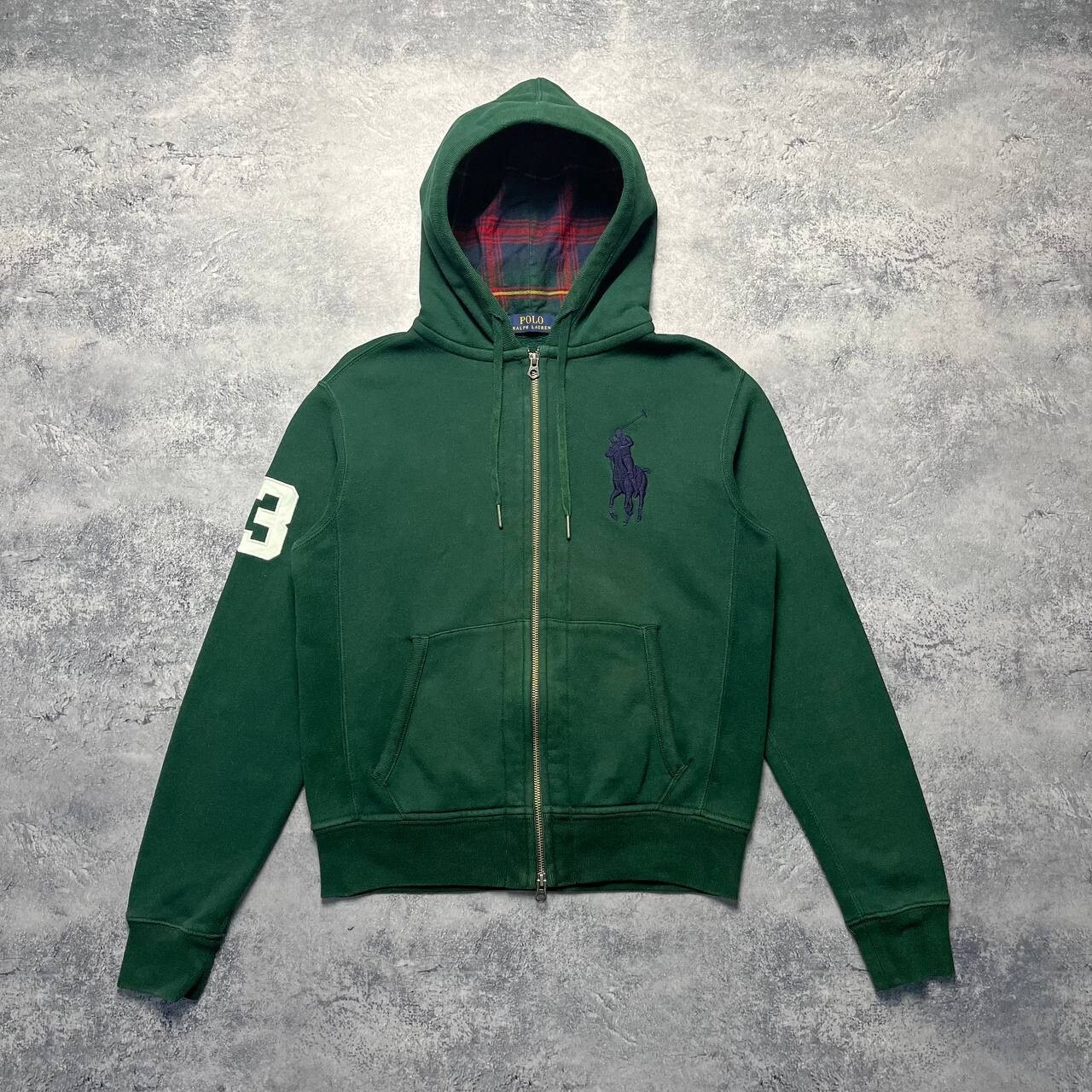 Polo Ralph Lauren Big Pony №3 Felpa con Cappuccio Zip Uomo Taglia S Manica Lunga Verde