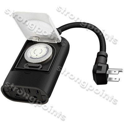 NEW 1PCS Timer Outlet Outdoor, 24 Hour Mechanical Timer Switch Water Resistance 
