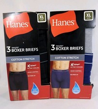 Hanes Men Boxer Briefs 6 Pack XL 40-42 Cotton Stretch X-Temp Assorted