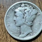1934  mercury dime US Actual Coin full date, words, rim and ax handle