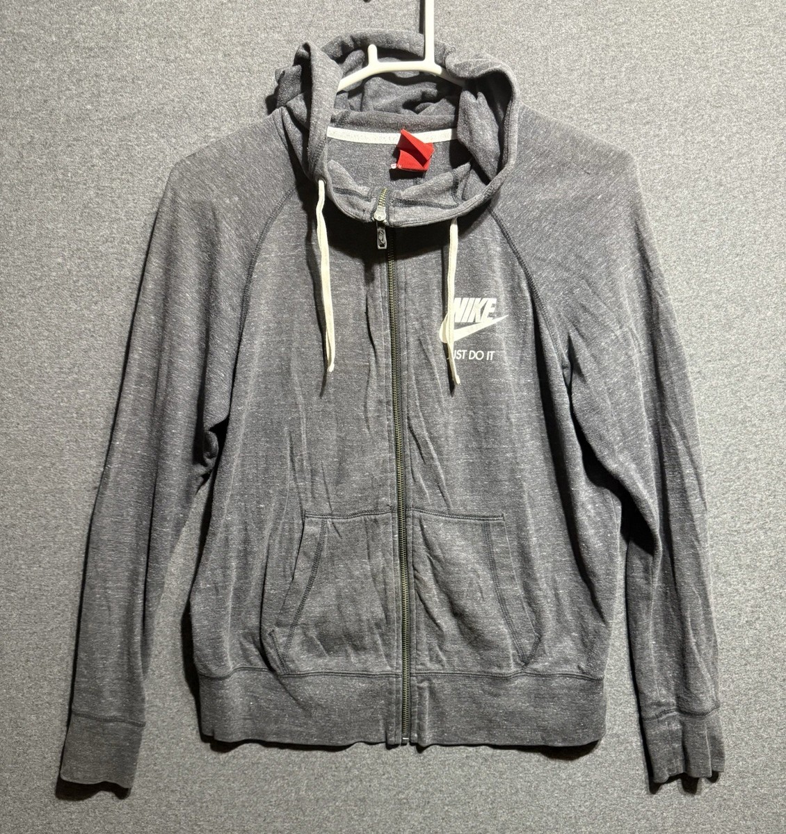 Nike Hoodie Women's Medium Gray Gym Vintage Full Zip Jacket Active