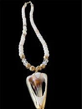 Natural Shell Pendant with Gold Edging