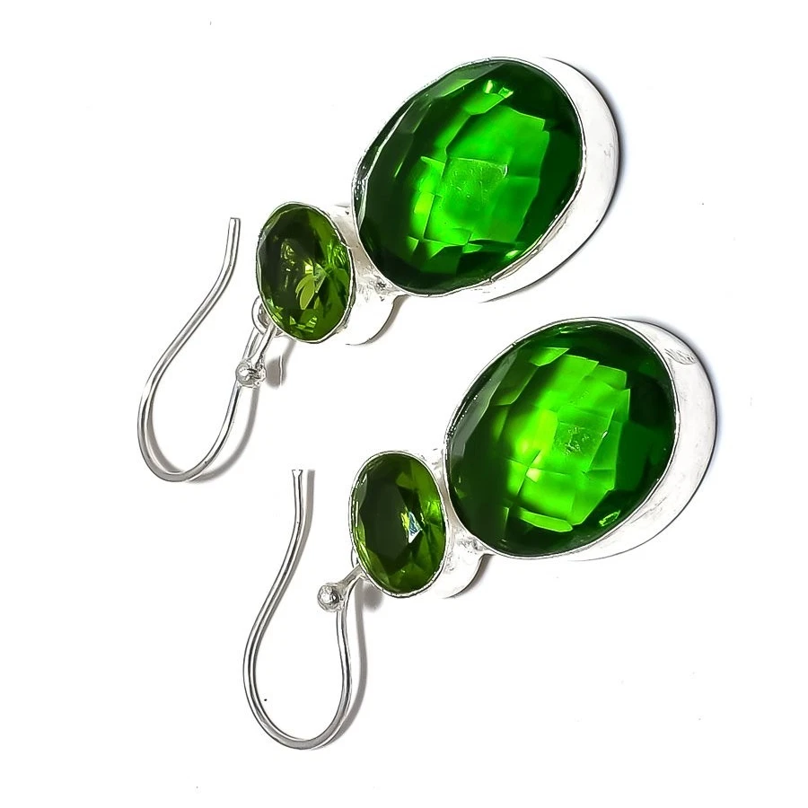 Chrome Diopside Earring,Handmade Gemstone 925 Sterling Silver Earring'' - Image 2 of 2