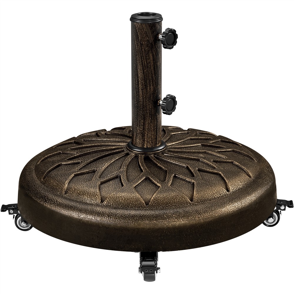 Parasol Base Stand with Wheels, Heavy-duty Umbrella Base Round All Weather