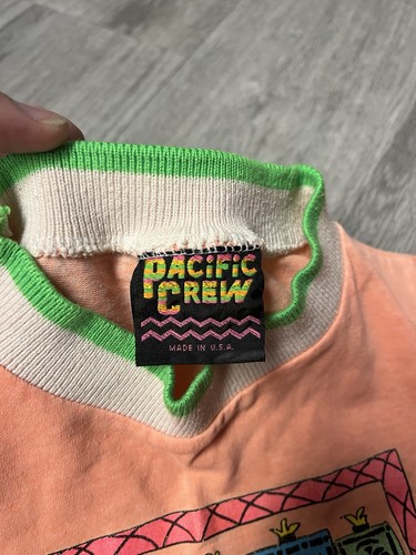 Vintage 90s Pacific Crew Iguana Don Neon Orange Graphic T Shirt Size 5 - Picture 4 of 7