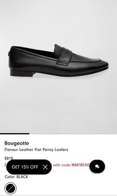 Bougeotte Flaneur Calf Penny Leather Loafers Italy Mens 9 Womens 11 Black 42 BN