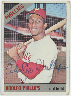 Adolpho Phillips 1966 Topps Auto Signed Philadelphia Phillies #32 Vintage 29634