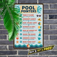 Swimming Pool Rules Metal Sign Bold Top Header Safety Warning Wall Decor