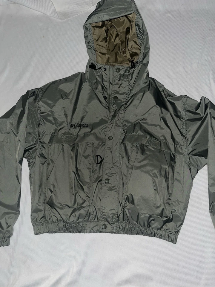 Vintage Columbia Wading Fly Fishing Shell Jacket Hooded Coat Green Large - Image 2 of 4