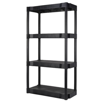 4 Tier Heavy Duty Storage Shelving Unit Black Plastic Shelf 280 lb Capacity 56 x