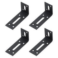 4 Pcs 3" Adjustable l Bracket with Slot Floating Shelf Bracket, Black