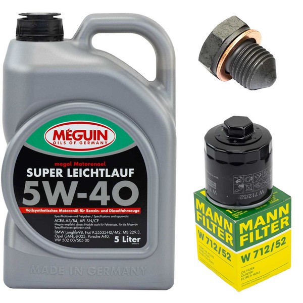MotoröL Filter Set Meguin 5W-40 5 Liter + Schraube FüR VW Lupo 1.0 6E1 6X1 50 PS-image