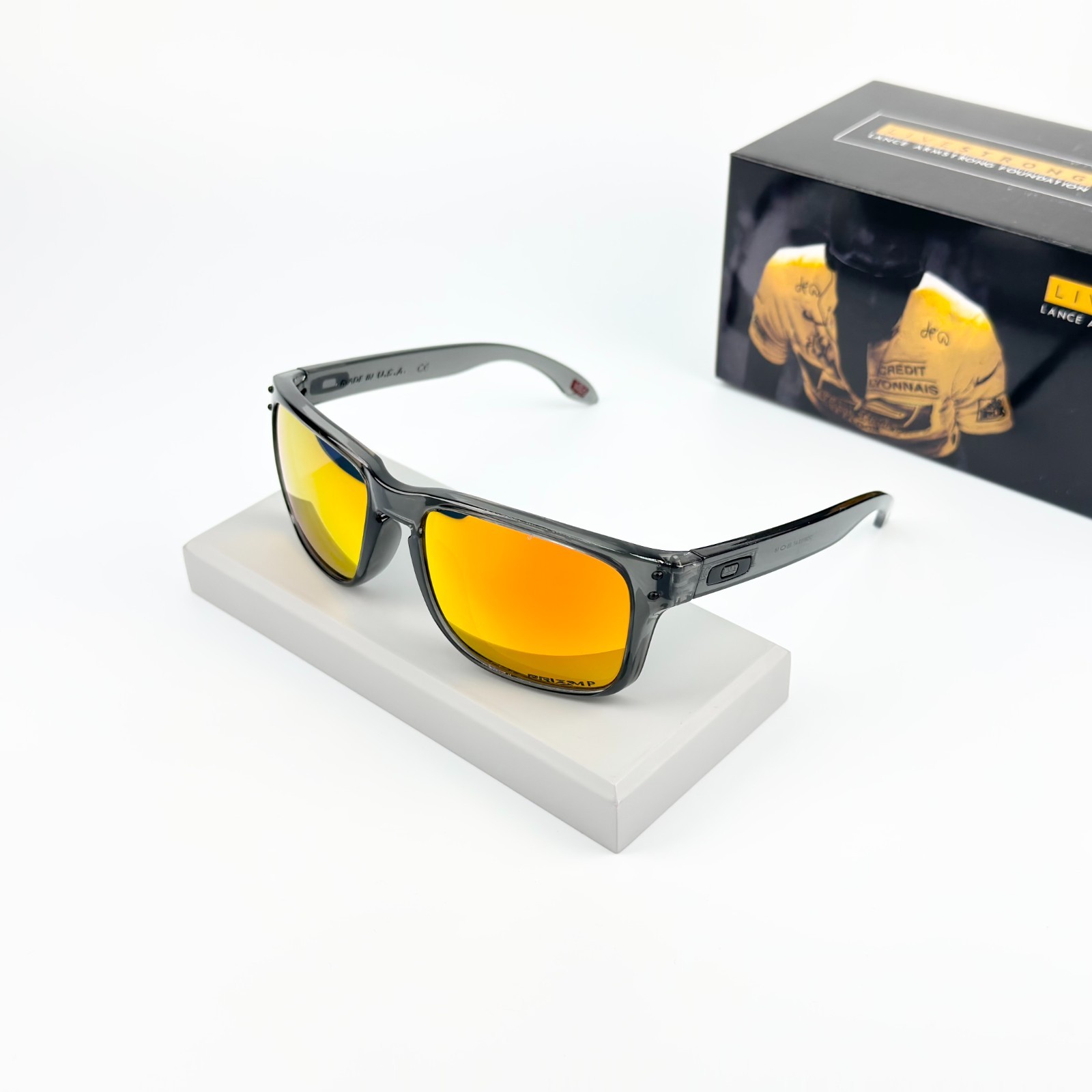 Oakley Holbrook OO9102 Gray Clear Frame Red Mirror Lens Sunglasses New w/ Box