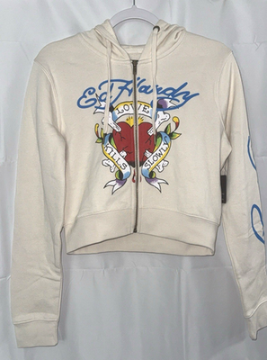 Ed Hardy Ladies Crop Zip Up Hoodie Jacket Size S M L XL NEW Y2K